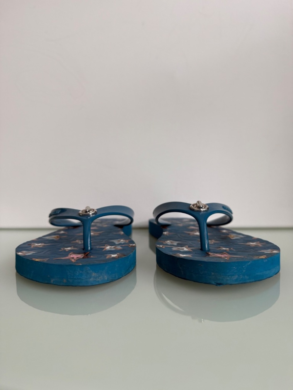 Coach Abbigail Flip Flop Sandals Teal Blue Star Detail Size 7/8 - Picture 3 of 14